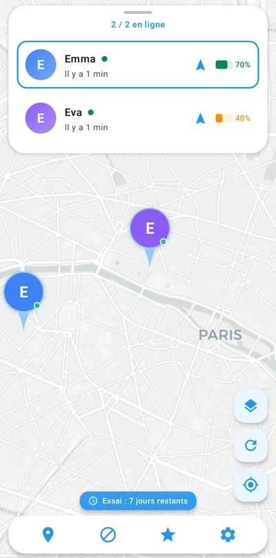 Carte familiale en temps réel